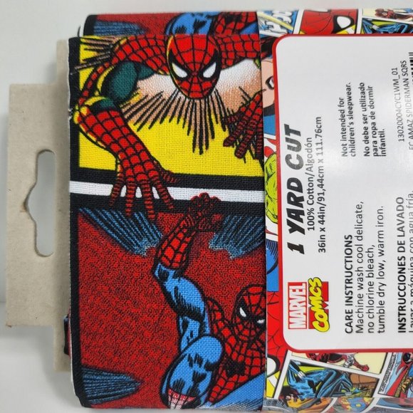 Marvel Comic Book Print Spiderman Cut Fabric 1 Yard 100% Cotton 36" X 44" Heroes - Picture 14 of 14